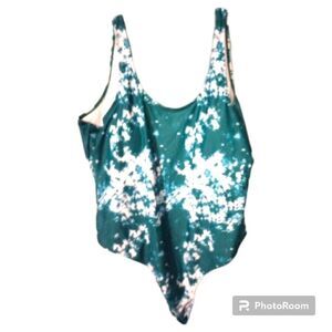 Tank style tie-dye one piece swimsuit with built-in bra